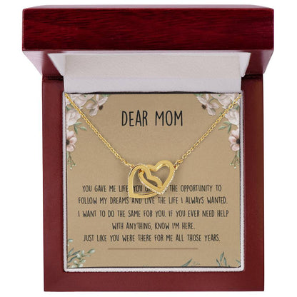 Dear Mom Interlocking Hearts Necklace Message Card