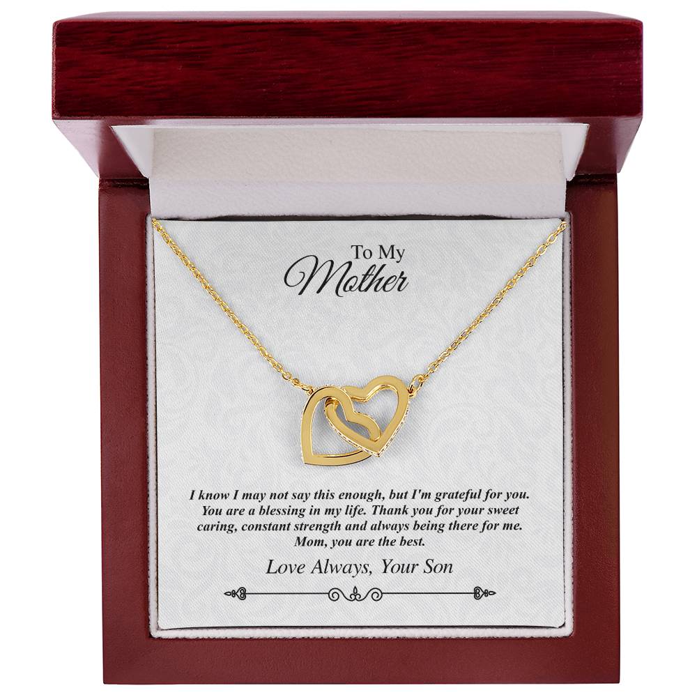 To My Mother Linked Hearts Necklace - I'M Grateful For You You Are The Best Interlocking Hearts Necklace