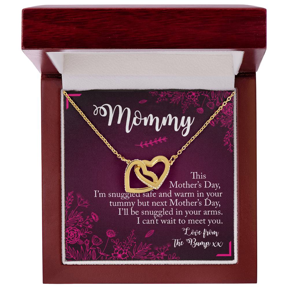 Mommy To Be. Mothers Day Two Hearts Gift Interlocking Hearts Necklace