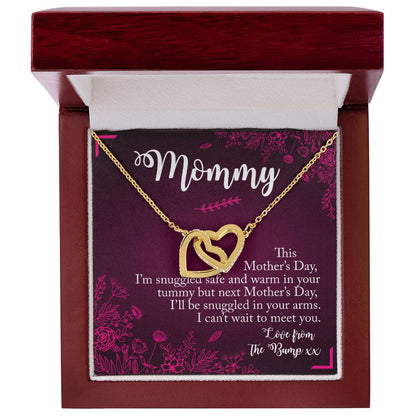 Mommy To Be. Mothers Day Two Hearts Gift Interlocking Hearts Necklace