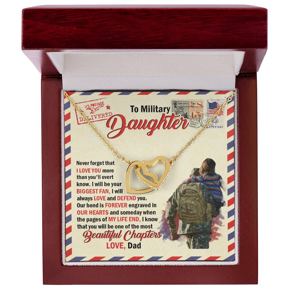 To Military Daughter - Gift For Daughter Gift For Daughter On Christmas Necklace For Daughter From Dad Interlocking Hearts Necklace