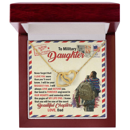 To Military Daughter - Gift For Daughter Gift For Daughter On Christmas Necklace For Daughter From Dad Interlocking Hearts Necklace