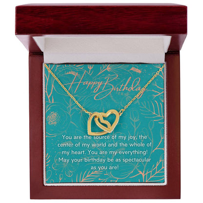 To My Daughter Happy Birthday - Connected Hearts Interlocking Hearts Necklace
