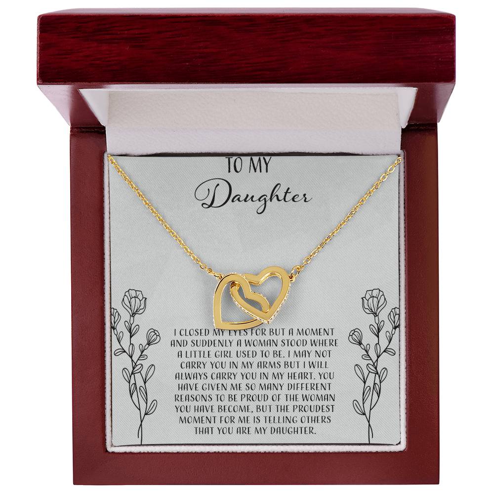 To My Daughter I Close My Eyes For A Moment - Silver Interlocking Hearts Necklace