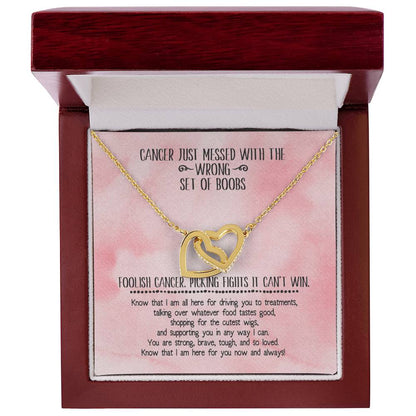 Cancer Support Necklace Interlocking Hearts Necklace