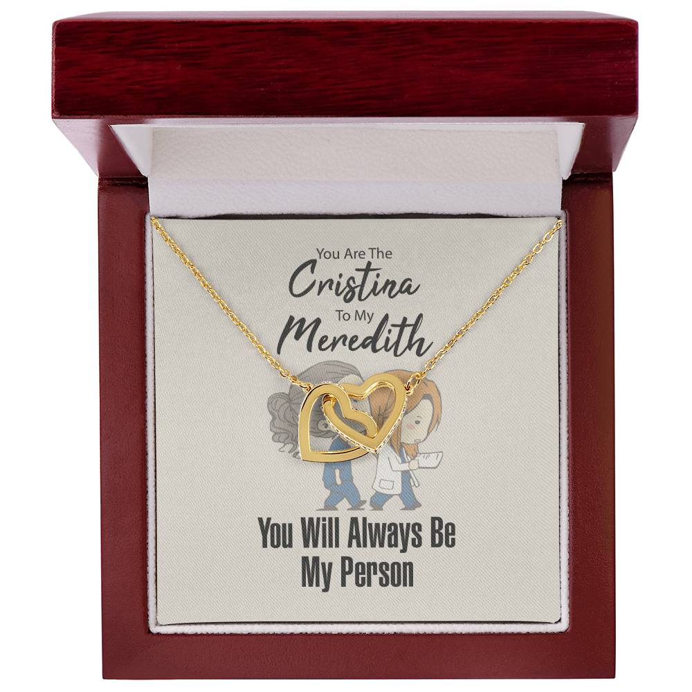 You Are The Cristina To My Meredith Necklace Interlocking Hearts Necklace