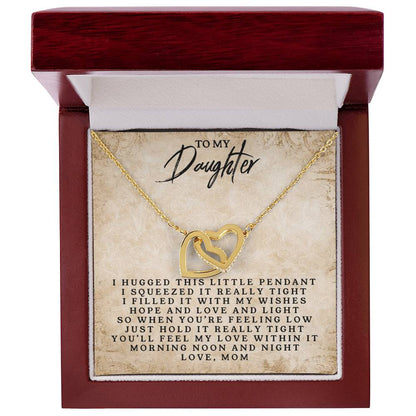 To My Daughter - Love Mom - Interlocking Heart Necklace Interlocking Hearts Necklace