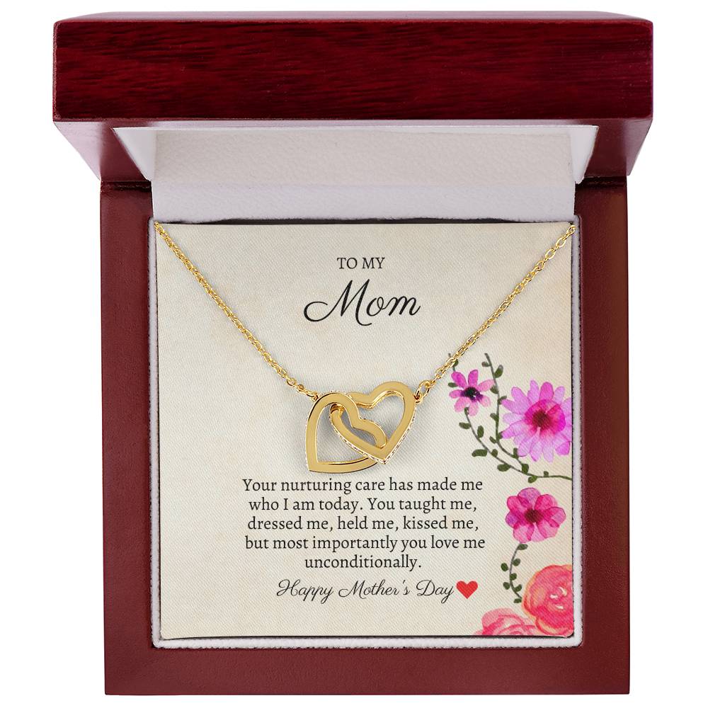 To My Mom - Unconditional Love - Necklace Interlocking Hearts Necklace