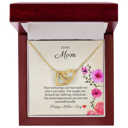 To My Mom - Unconditional Love - Necklace Interlocking Hearts Necklace