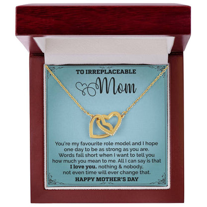 Mom Is My Favourite Role Modle - Interlocked Together Necklace - Mothers Day Interlocking Hearts Necklace