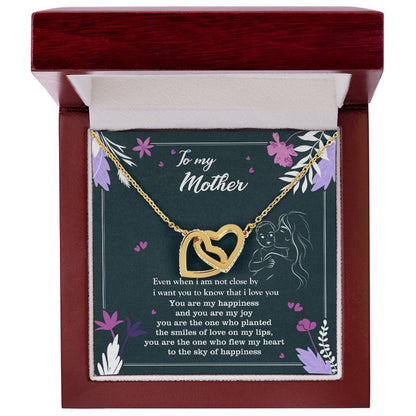 To My Mother - Two Hearts Neckalce Interlocking Hearts Necklace