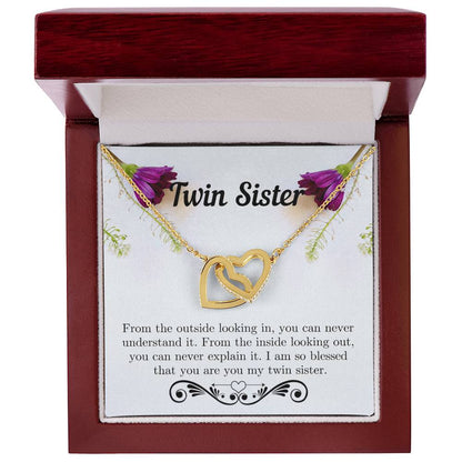 Twin Sister Necklace Interlocking Hearts Necklace