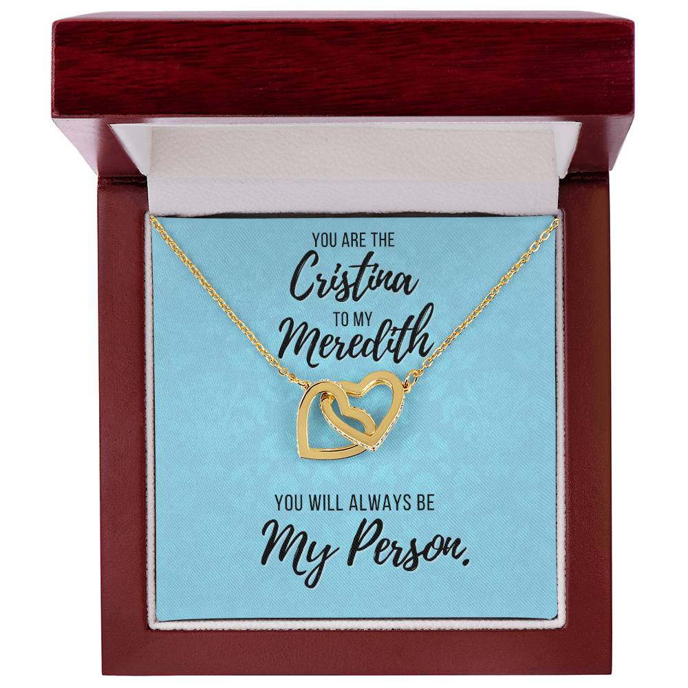 You Are The Cristina To My Meredith Necklace Grey'S Anatomy Best Friend Gift Grey Anatomy Gift You’Re My Person Necklace Interlocking Hearts Necklace
