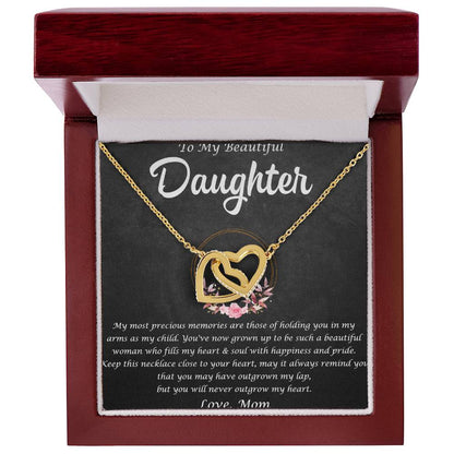 To My Beautiful Daughter Interlocking Hearts Necklace Message Card