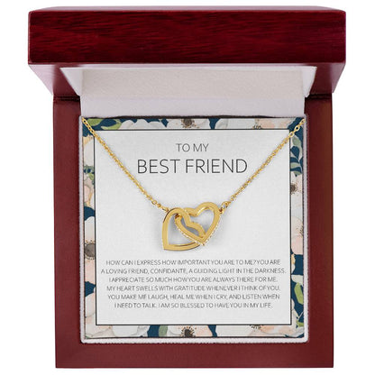 Best Friend Necklace - Bff Gift Jewelry Friends Forever Presents Heartfelt Card & Jewelry Gift For Birthday Holidays And More Interlocking Hearts Necklace