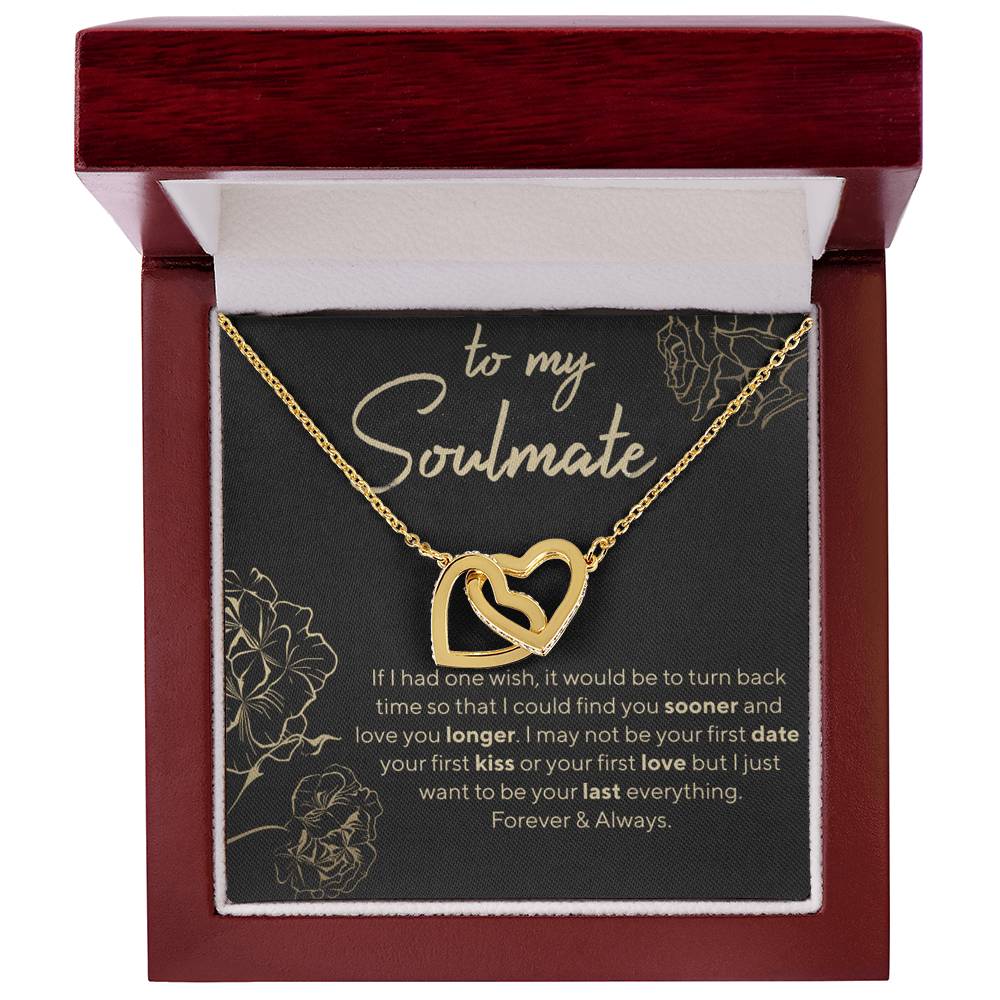 To My Soulmate - I Love You Forever And Always Interlocking Hearts Necklace