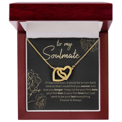 To My Soulmate - I Love You Forever And Always Interlocking Hearts Necklace