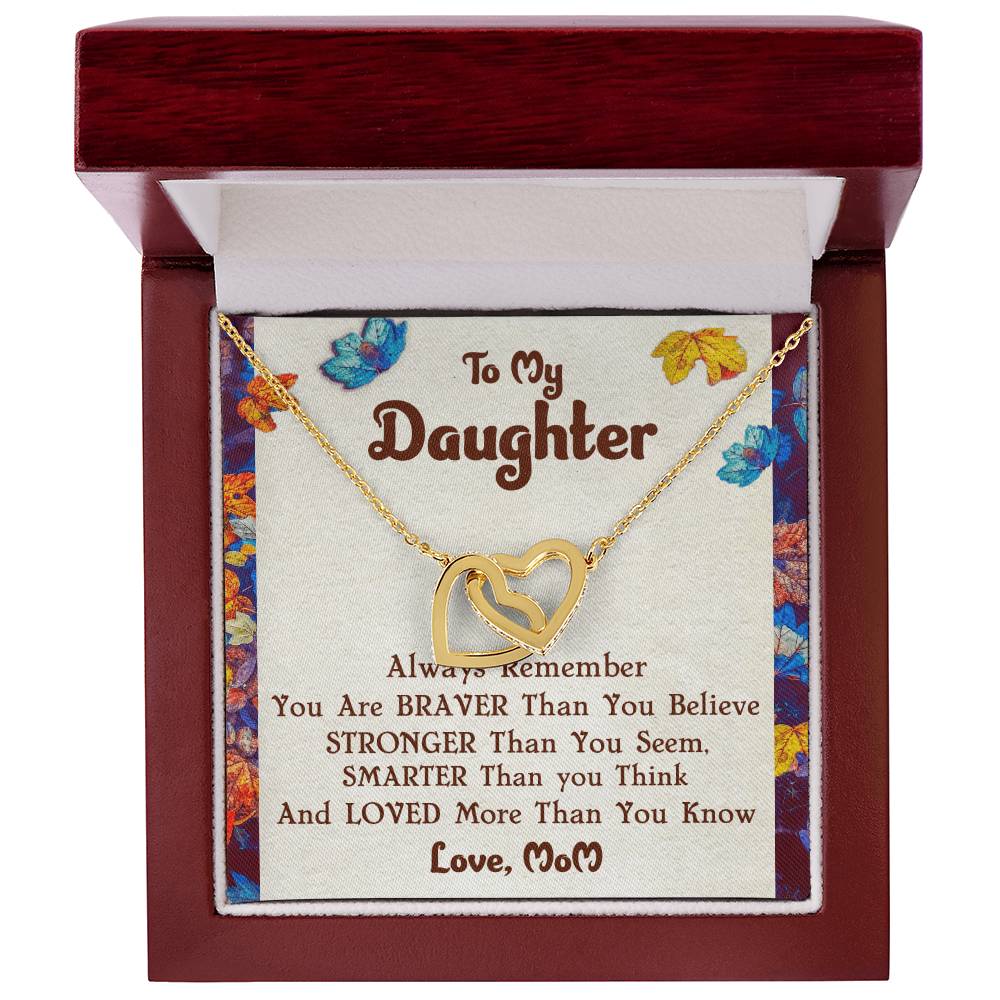 Interlocking Hearts Necklace For Daughter With Message Card