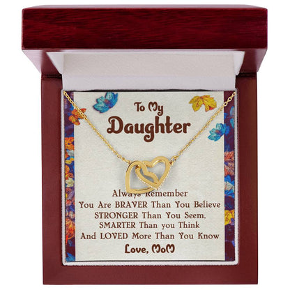 Interlocking Hearts Necklace For Daughter With Message Card
