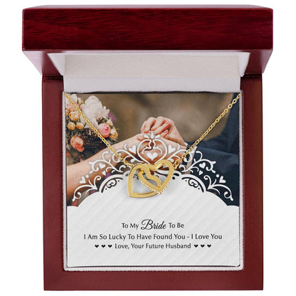 To My Bride To Be . Gift For Fiancee Interlocking Hearts Necklace