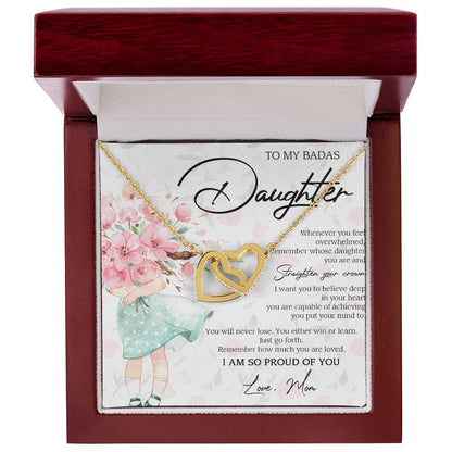 To My Badass Daughter Necklace From Mom Badass Daughter Jewelry Daughter Necklace From Mom Daughter Necklace Personalized Daughter Necklace Interlocking Hearts Necklace