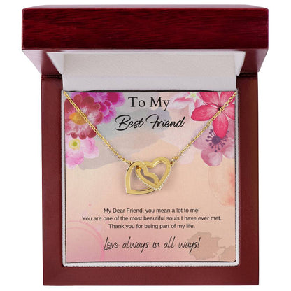 To My Best Friend Interlocking Hearts Necklace