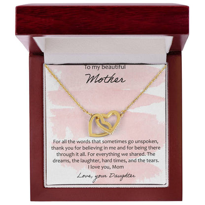 To My Beautiful Mother Interlocking Hearts Necklace