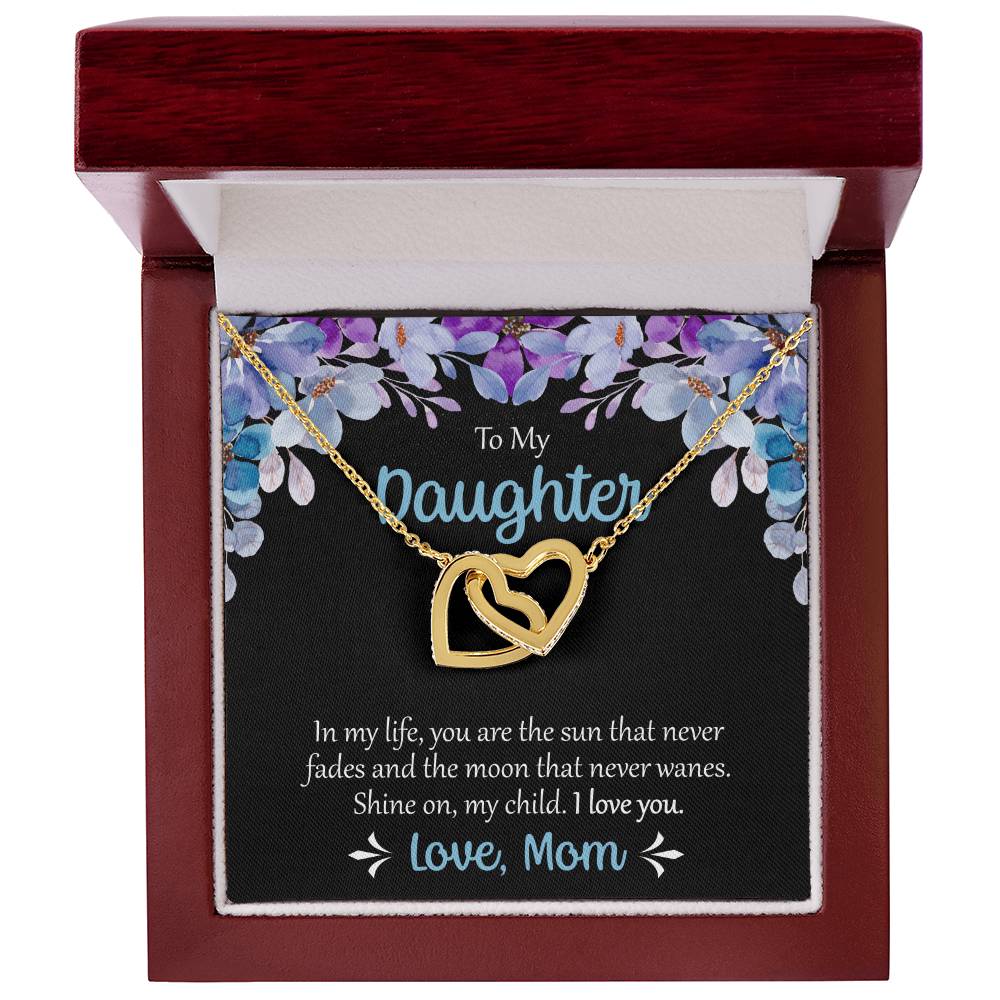 To My Daughter The Sun That Never Fades Necklace Interlocking Hearts Necklace