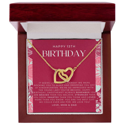 Gift For 13 Year Old Girl Gifts 13Th Birthday Girl 13Th Birthday Gift Thirteenth Birthday Necklace Teen Birthday Gift Official Teenager Interlocking Hearts Necklace