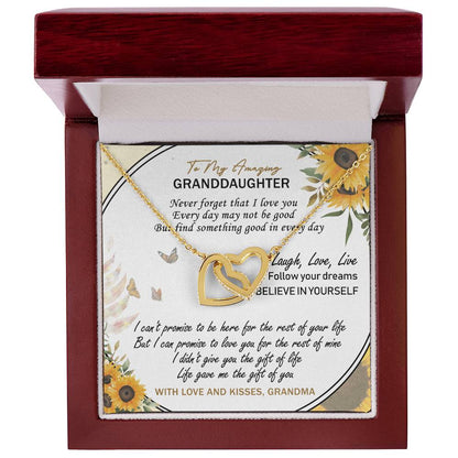 To My Amazing Granddaughter Interlocking Hearts Necklace Message Card