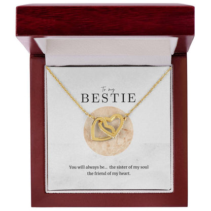 To My Bestie Interlocked Heart Necklace Interlocking Hearts Necklace