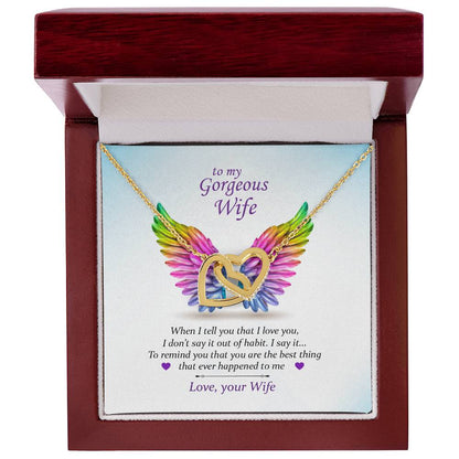 To My Gorgeous Wife ~Pride~ Interlocking Hearts Necklace