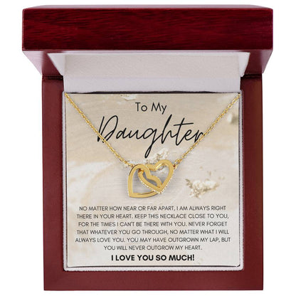 To My Daughter You Will Never Outgrow My Heart Interlocking Hearts Necklace