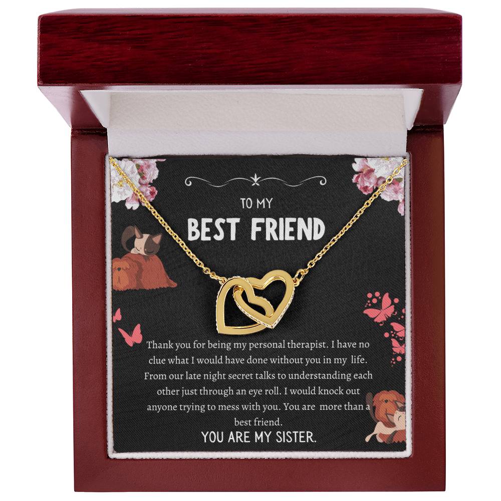 Interlocking Hearts Necklace For Bestfriend Message Card