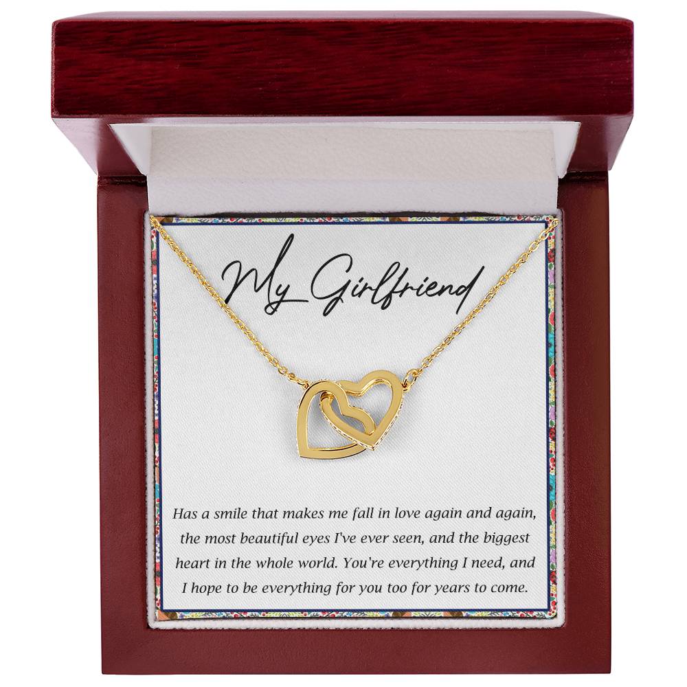 My Girlfriend Interlocking Hearts Necklace Message Card