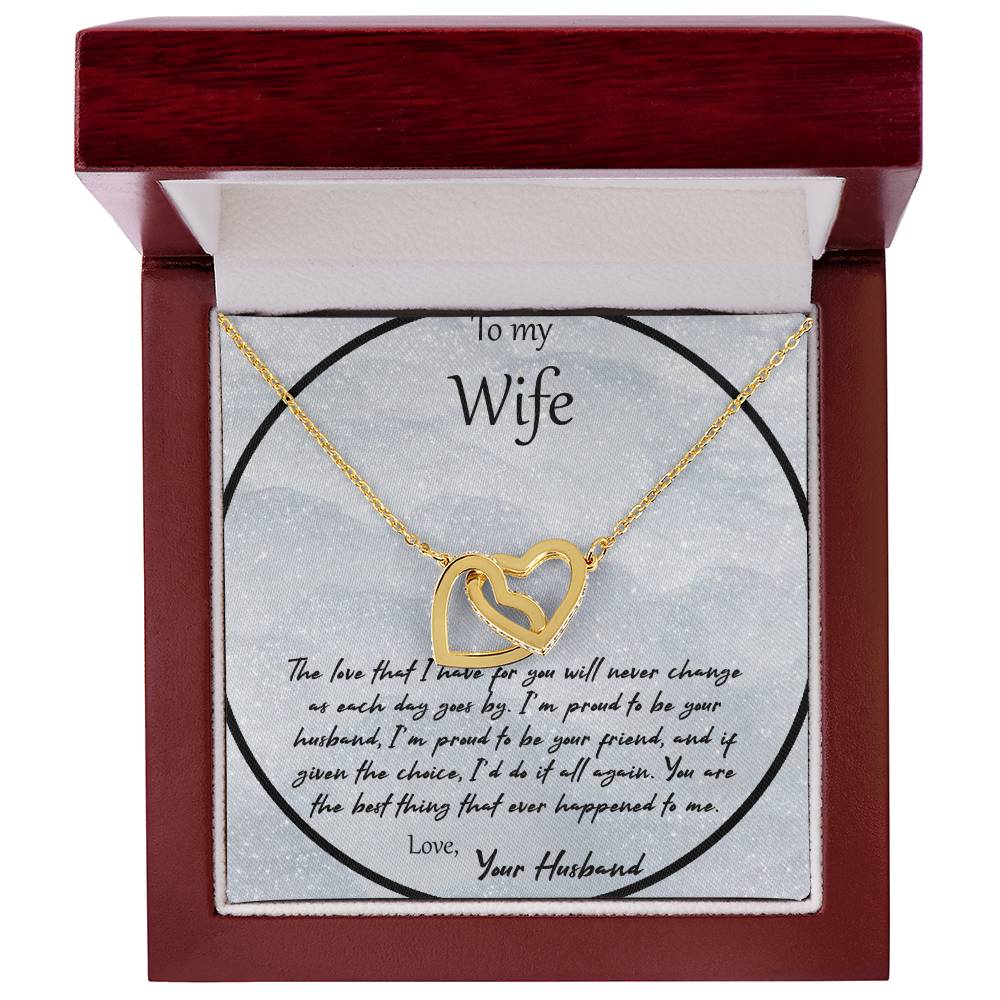 To My Wife The Love That I Have For You - Gray Interlocking Hearts Necklace