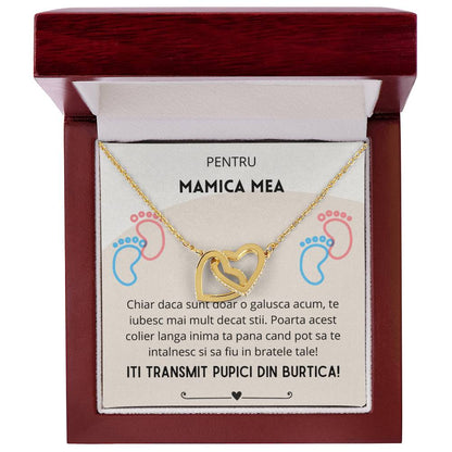 Colier Inimi Conectate Pentru Viitoare Mamica Interlocking Hearts Necklace