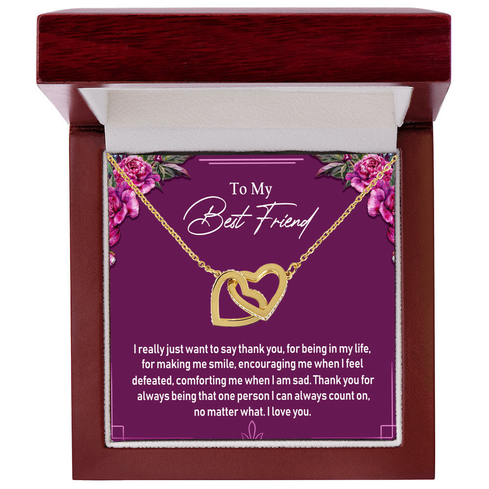 To My Best Friend Interlocking Hearts Necklace Message Card