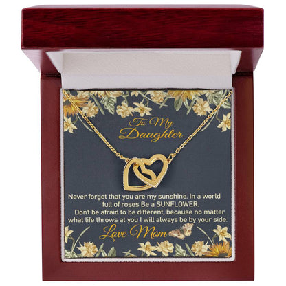 Mom To Daughter Necklace Be A Sunflower Gift Interlocking Hearts Necklace
