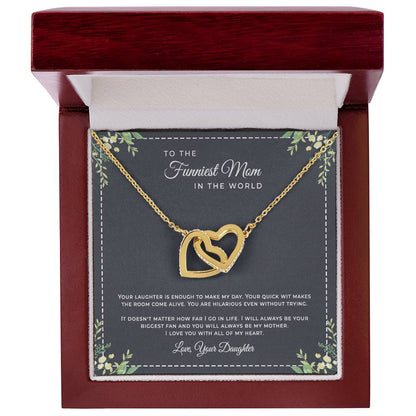 To The Funniest Mom In The World Interlocking Hearts Necklace