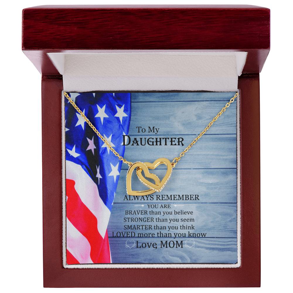 To My Daughter Interlocked Jewelry Necklacewith Pod Message Cardsgift For Daughter From Mom. Interlocking Hearts Necklace