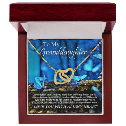 To My Granddaughter - Love You With All My Heart - Necklace Interlocking Hearts Necklace