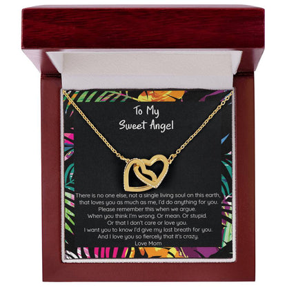 Teen Girl Sweet Angel From Mom Locked Hearts Necklace Interlocking Hearts Necklace