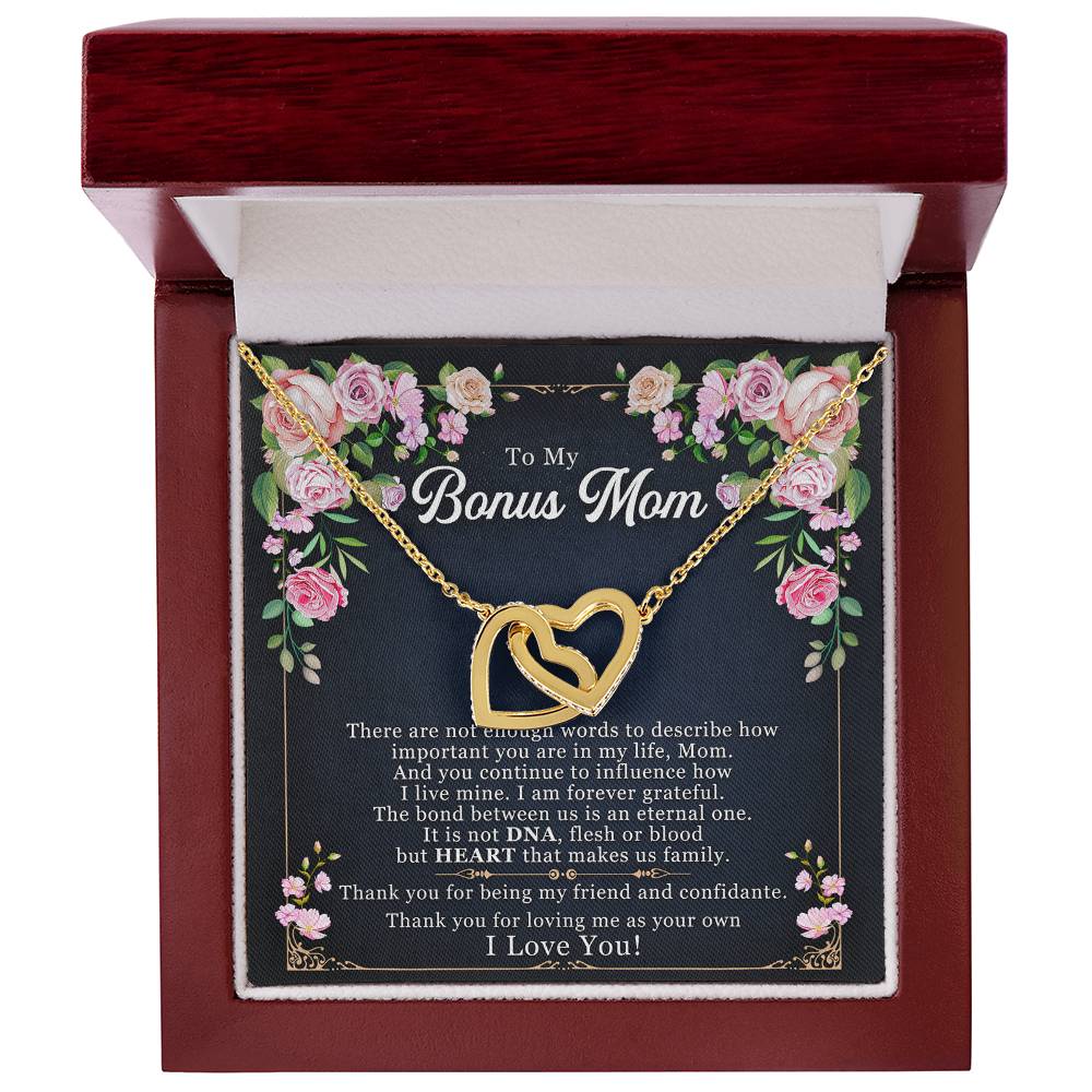 To My Bonus Mom - I Am Forever Grateful Interlocking Hearts Necklace