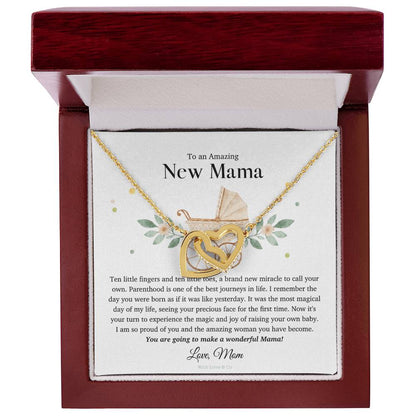 To An Amazing New Mama - Interlocking Heart Necklace Interlocking Hearts Necklace