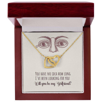 Will You Be My Girlfriend Gift Girlfriend Proposal Idea Interlocking Hearts Necklace