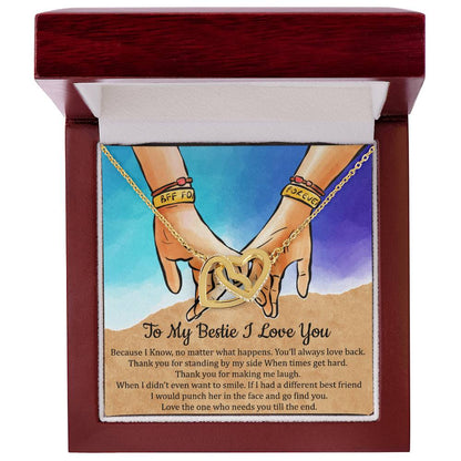 To My Bestie I Love You Interlocking Hearts Necklace