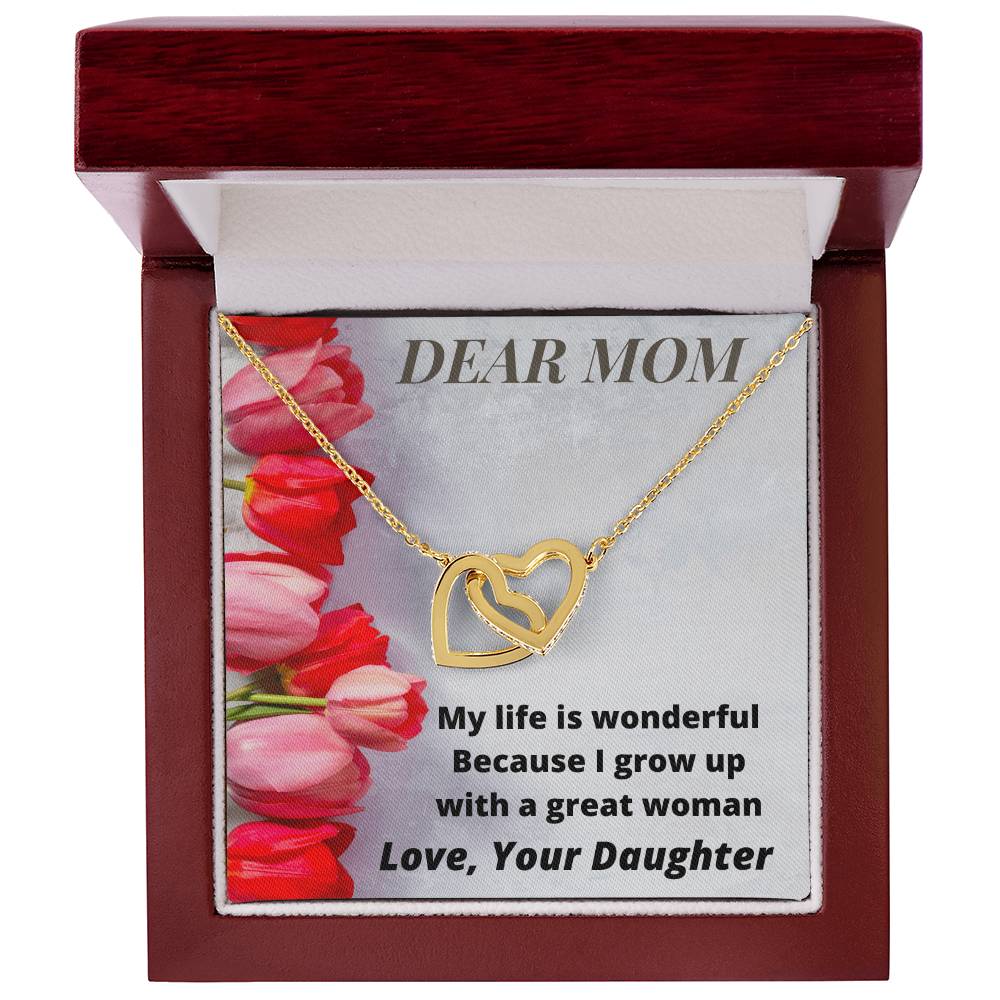Gift For Mummy From Daughter- Together Forever Love Daughter Interlocking Hearts Necklace