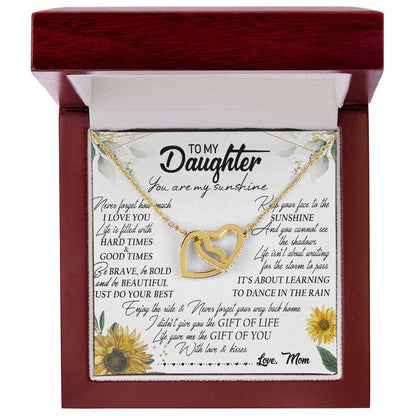 To My Daughter Interlocking Hearts Necklace Message Card