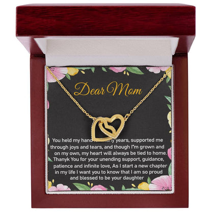 Dear Mom Thank You Blessed Daughter Interlocking Hearts Necklace